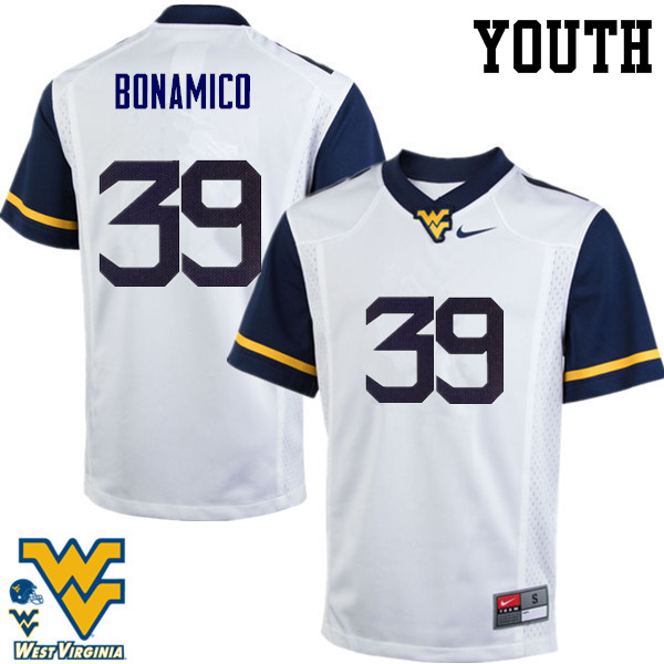 NCAA Youth Dante Bonamico West Virginia Mountaineers White #39 Nike Stitched Football College Authentic Jersey HS23S15WN